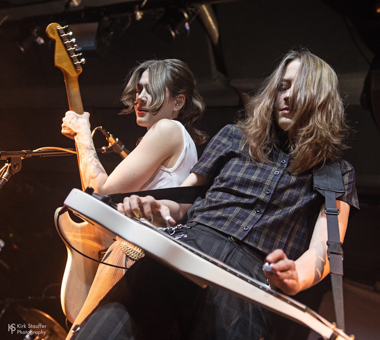 The two members of Larkin Poe onstage